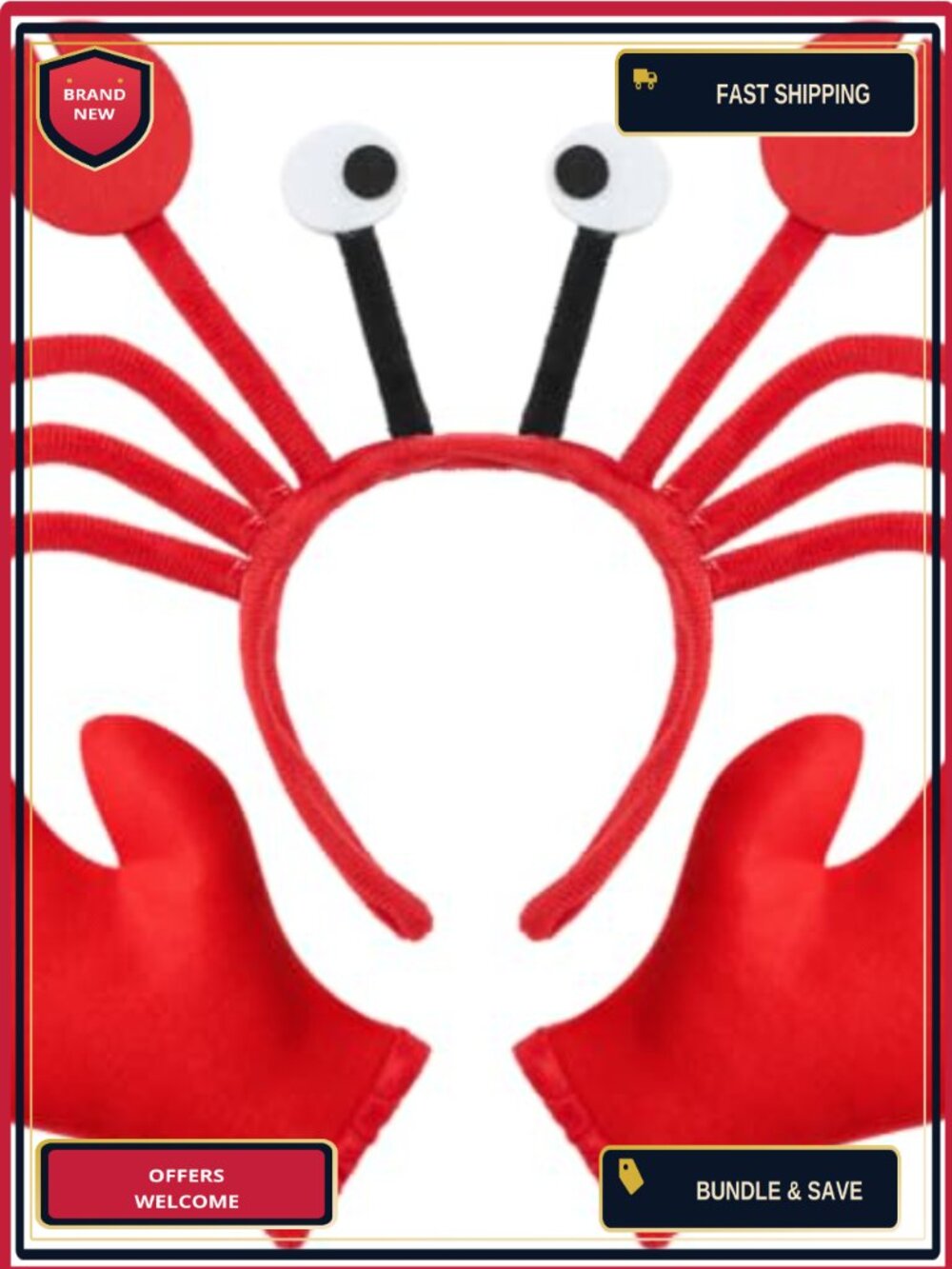 Halloween Crab Costume Set Plush Headband & Claw Gloves Cosplay Party